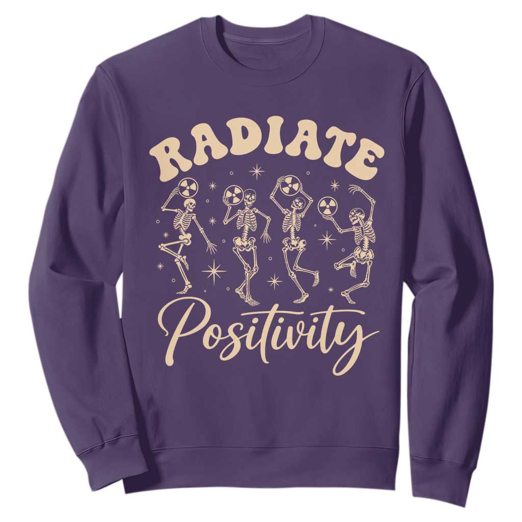 Funny Radiology Department X ray Tech Sweatshirt Radiate Positivity Dancing Skeletons TS11