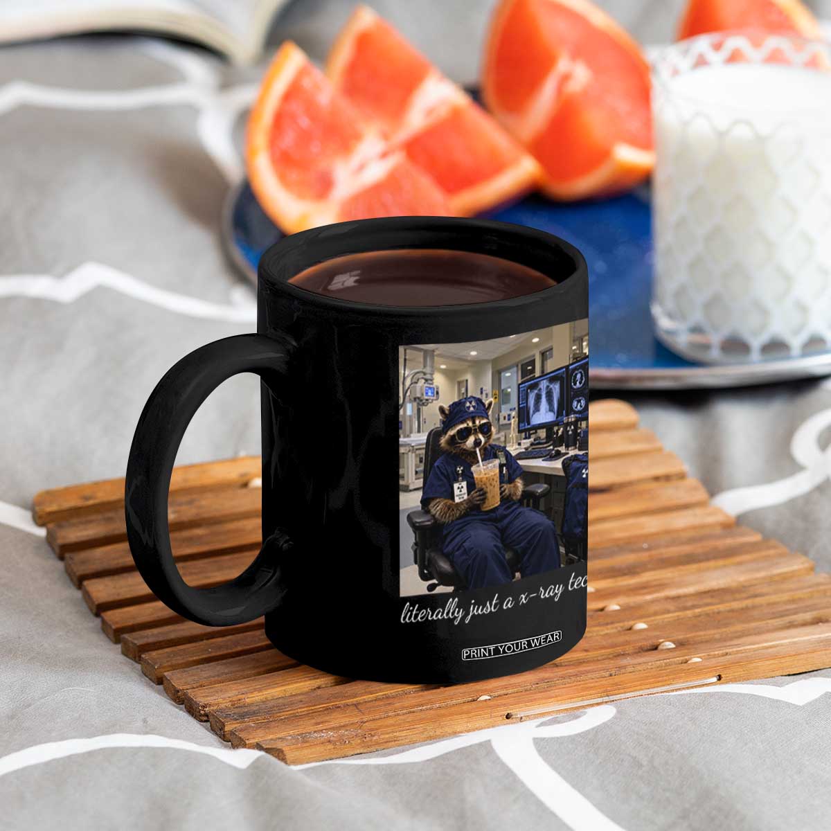 Funny Radiology Tech Raccoon Coffee Mug Literally Just A X ray Tech Nurses TS11