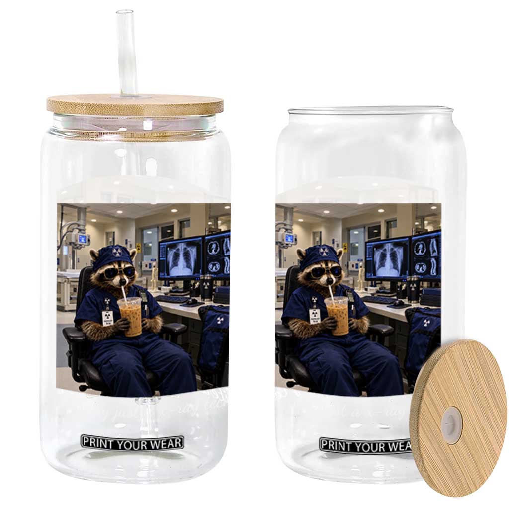 Funny Radiology Tech Raccoon Glass Can Literally Just A X ray Tech Nurses TS11