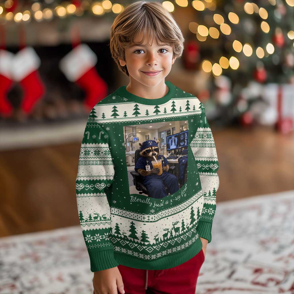 Funny Radiology Tech Raccoon Ugly Christmas Sweater Literally Just A X ray Tech Nurses TS11