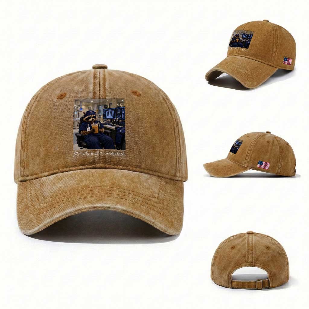 Funny Radiology Tech Raccoon Washed Cotton Baseball Cap Literally Just A X ray Tech Nurses TS11