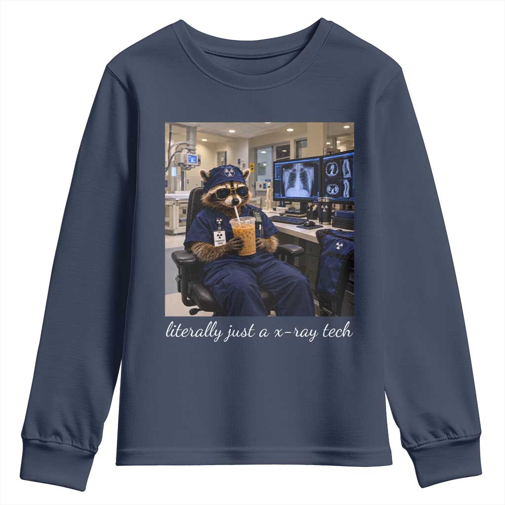 Funny Radiology Tech Raccoon Youth Sweatshirt Literally Just A X ray Tech Nurses TS11