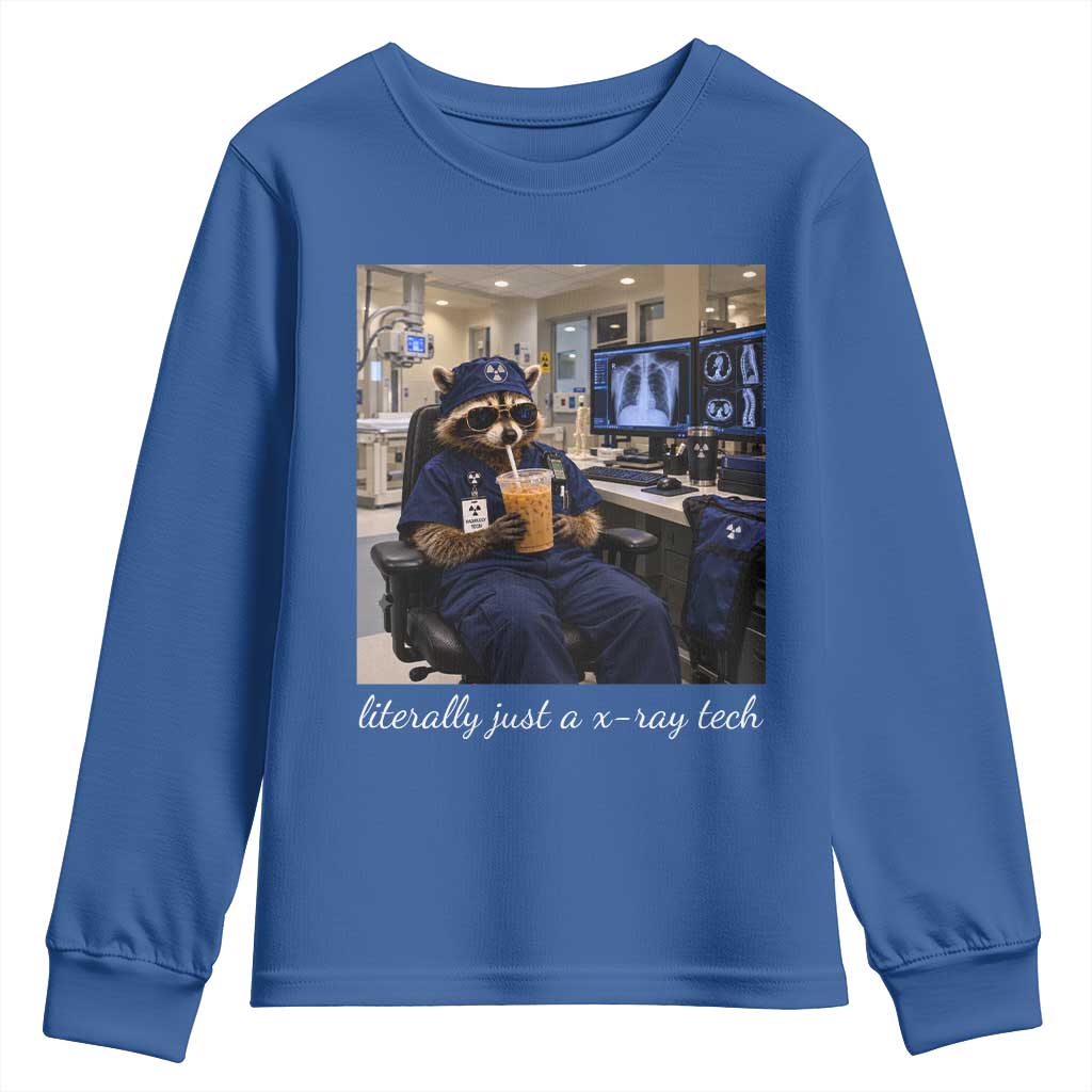 Funny Radiology Tech Raccoon Youth Sweatshirt Literally Just A X ray Tech Nurses TS11