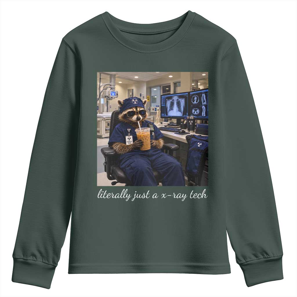Funny Radiology Tech Raccoon Youth Sweatshirt Literally Just A X ray Tech Nurses TS11