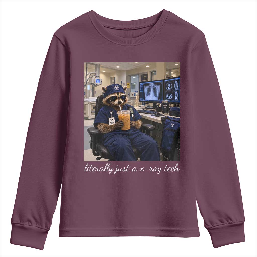 Funny Radiology Tech Raccoon Youth Sweatshirt Literally Just A X ray Tech Nurses TS11