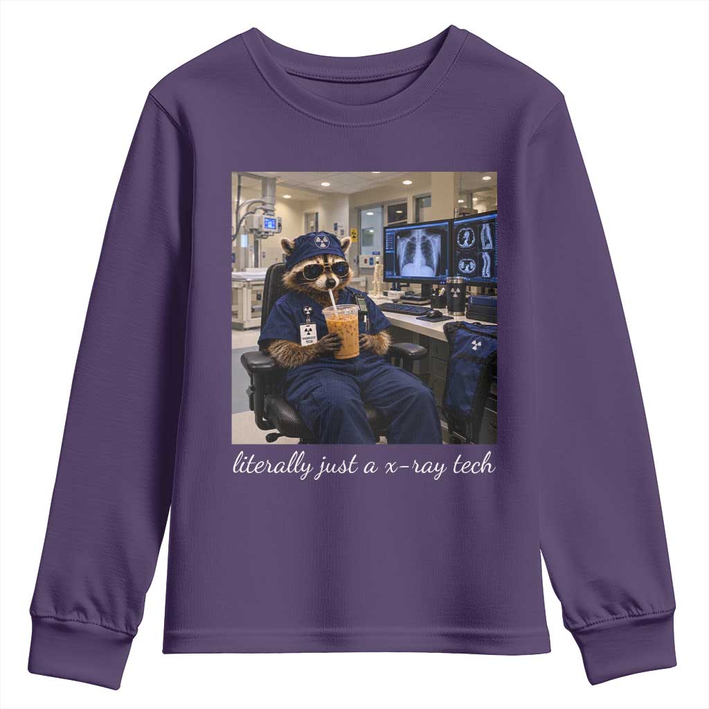 Funny Radiology Tech Raccoon Youth Sweatshirt Literally Just A X ray Tech Nurses TS11