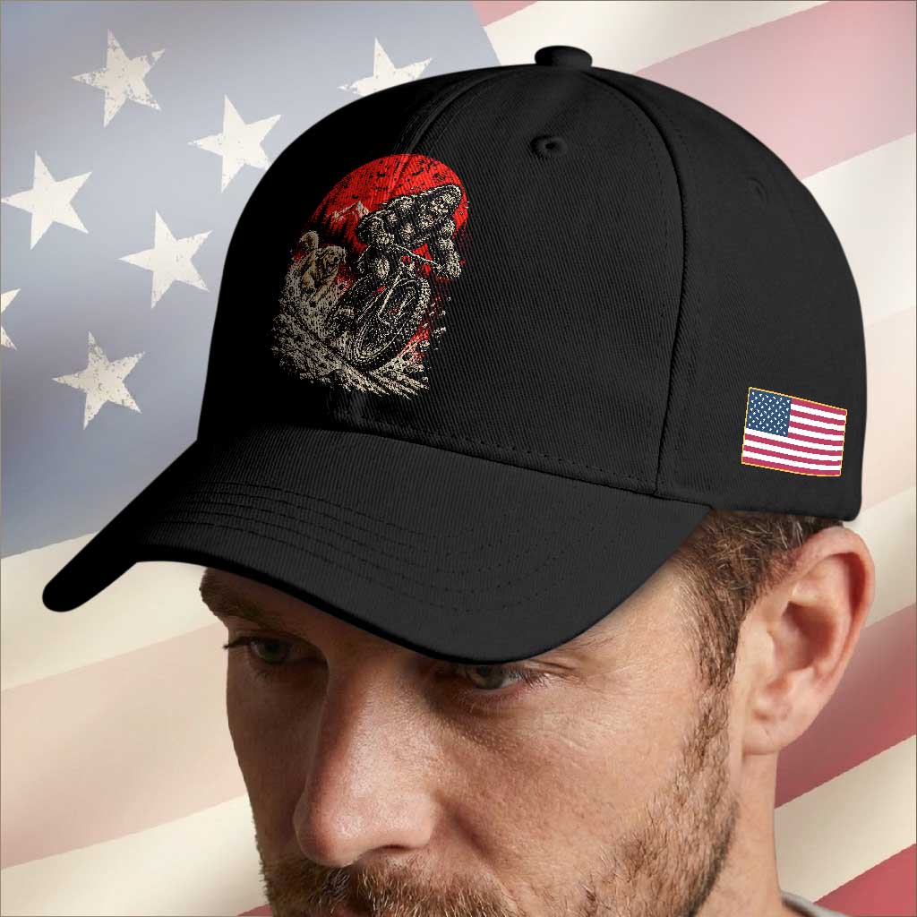 Funny Retriever Dog Chasing Bigfoot Baseball Cap Mountain Biker Adventure TS12