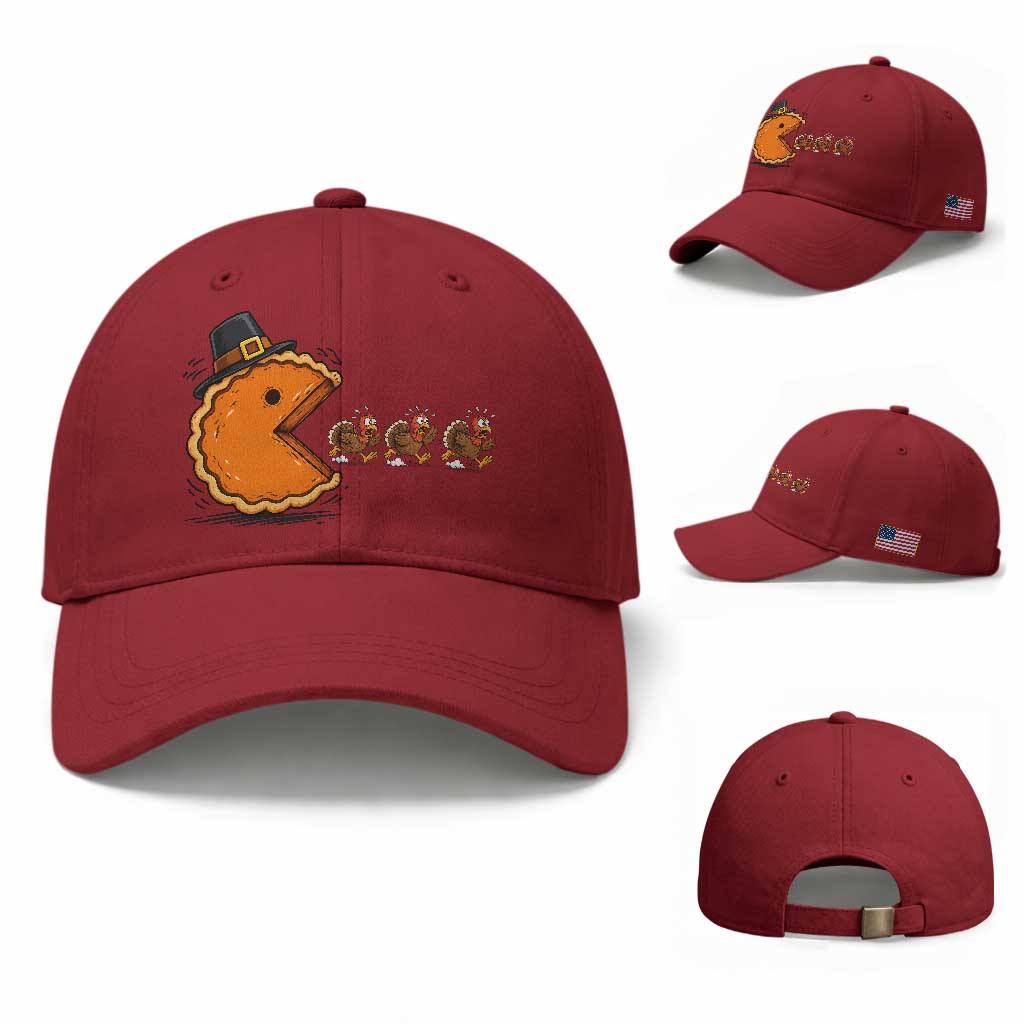 Funny Thanksgiving Pumpkin Pie Eating Turkey Video Game Lover Baseball Cap TS11