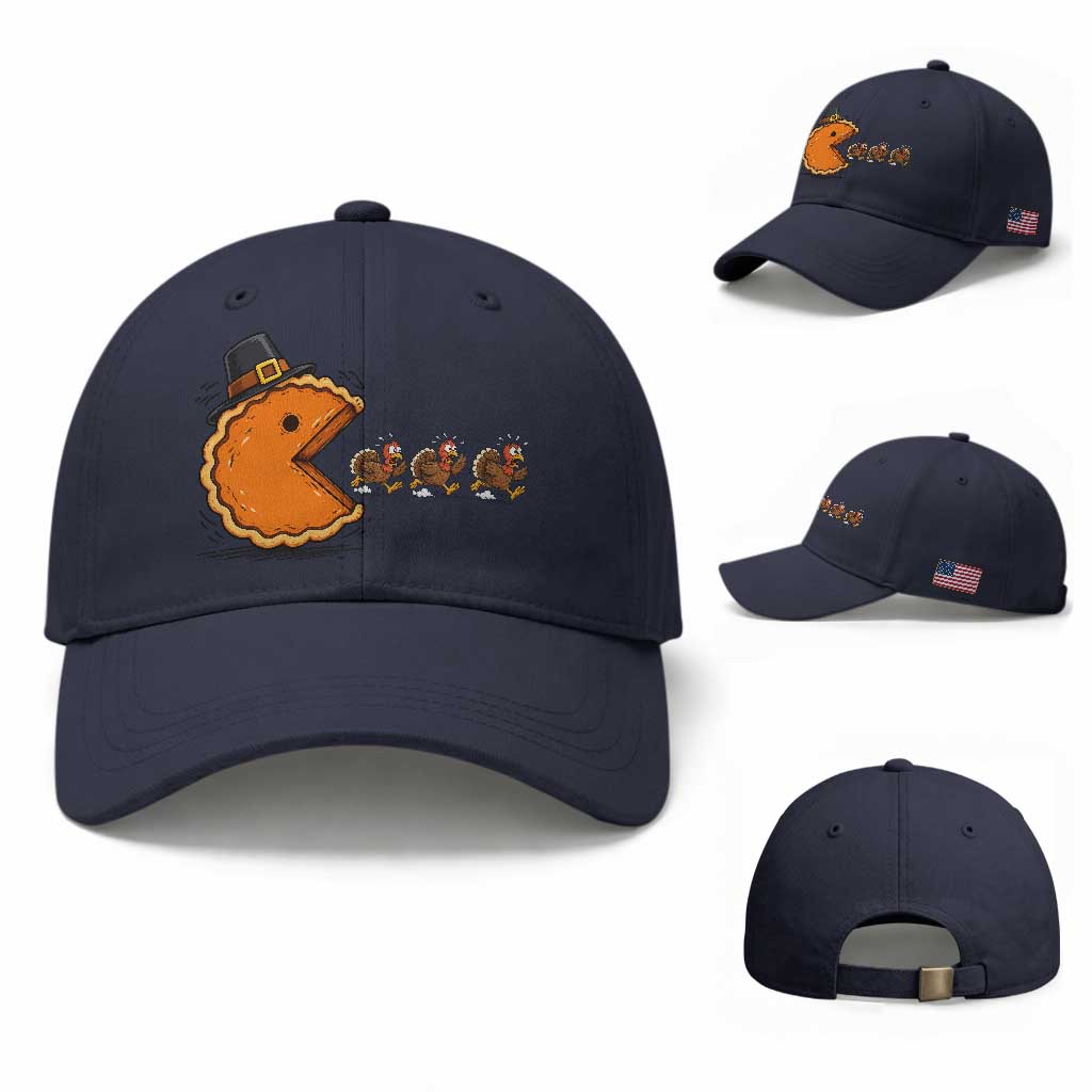 Funny Thanksgiving Pumpkin Pie Eating Turkey Video Game Lover Baseball Cap TS11
