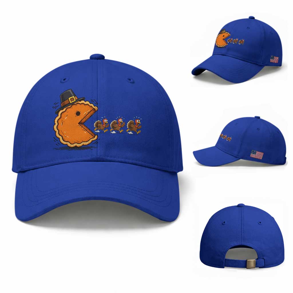 Funny Thanksgiving Pumpkin Pie Eating Turkey Video Game Lover Baseball Cap TS11
