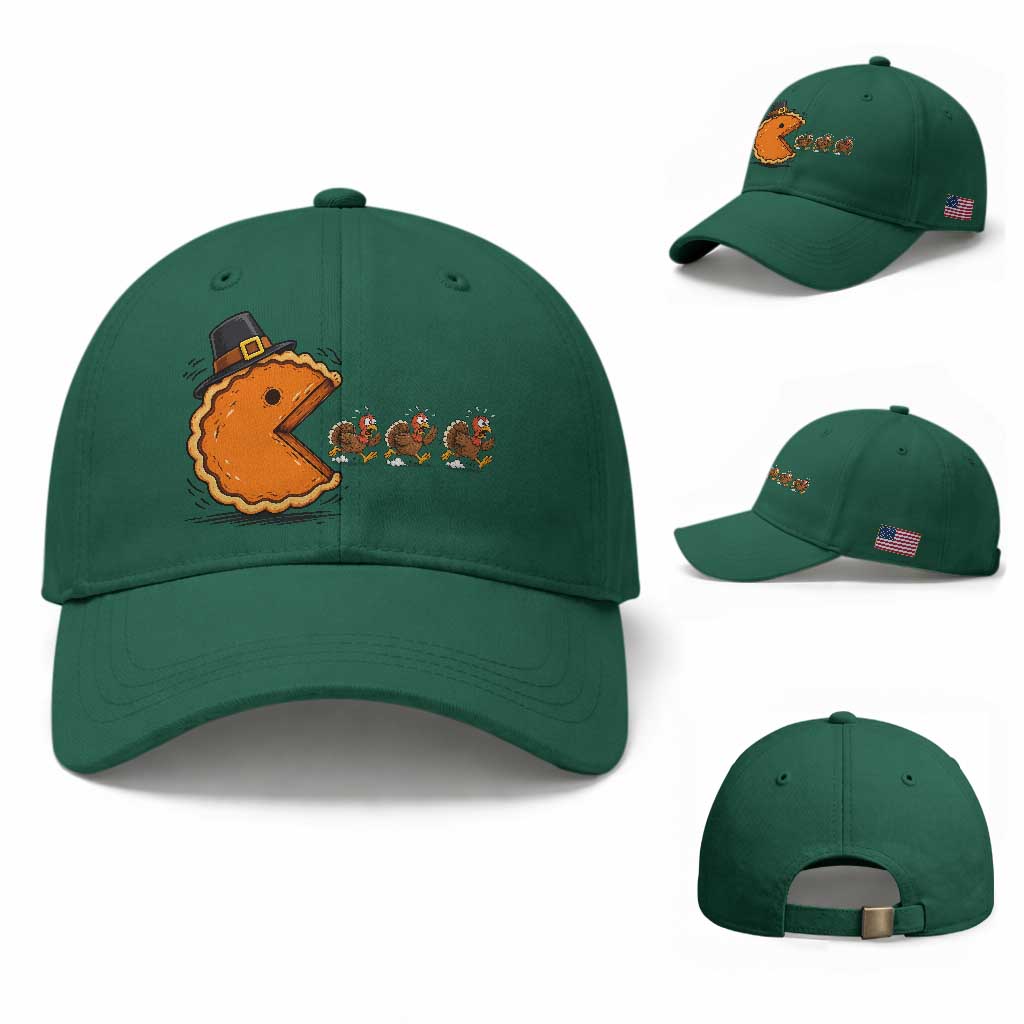 Funny Thanksgiving Pumpkin Pie Eating Turkey Video Game Lover Baseball Cap TS11