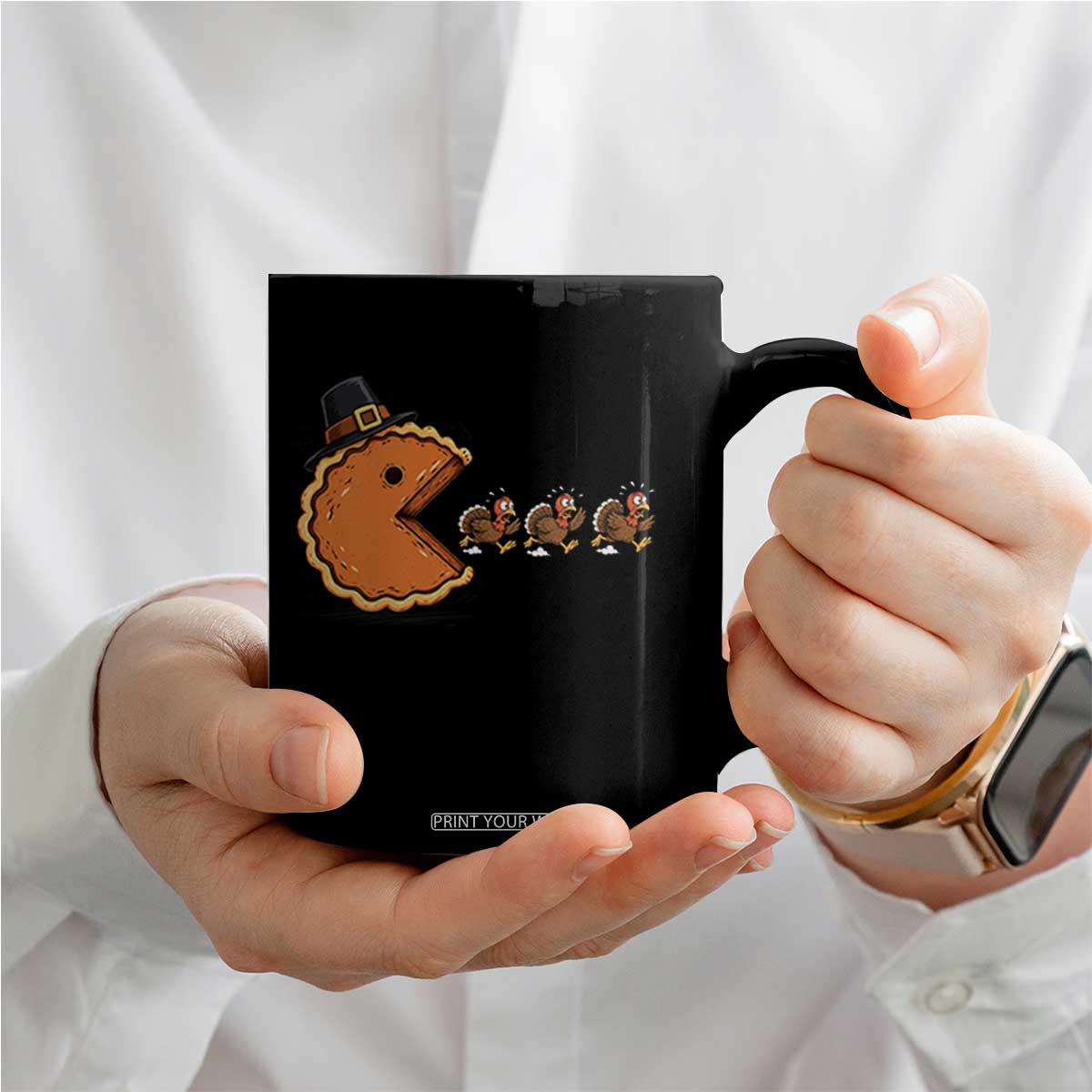 Funny Thanksgiving Pumpkin Pie Eating Turkey Video Game Lover Coffee Mug TS11