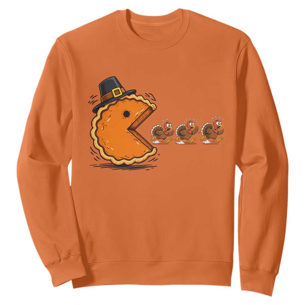 Funny Thanksgiving Pumpkin Pie Eating Turkey Video Game Lover Sweatshirt TS11