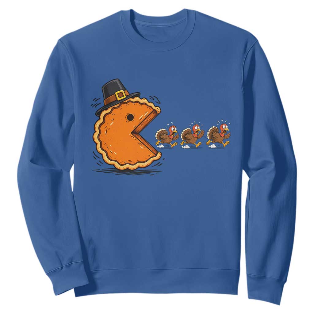 Funny Thanksgiving Pumpkin Pie Eating Turkey Video Game Lover Sweatshirt TS11