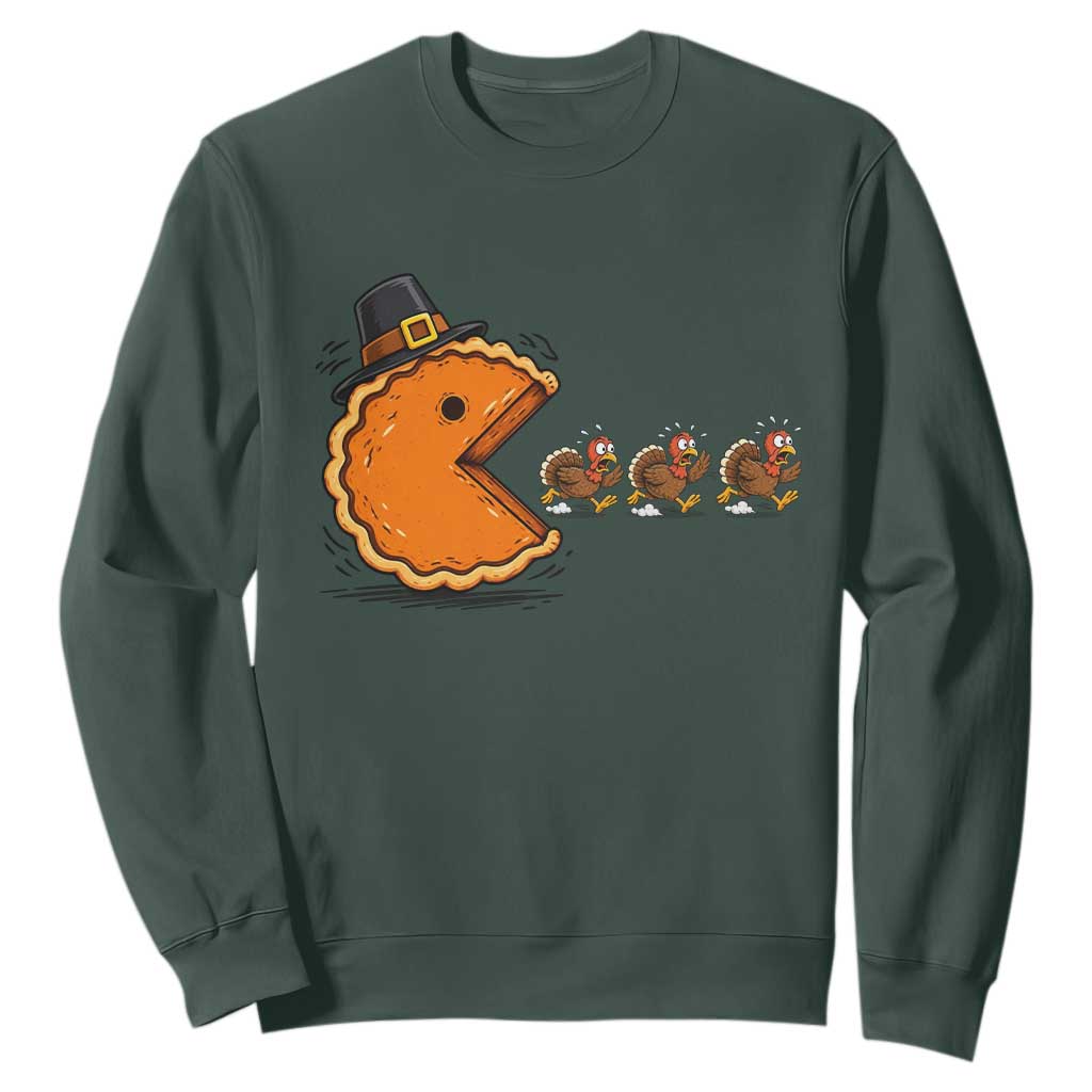 Funny Thanksgiving Pumpkin Pie Eating Turkey Video Game Lover Sweatshirt TS11