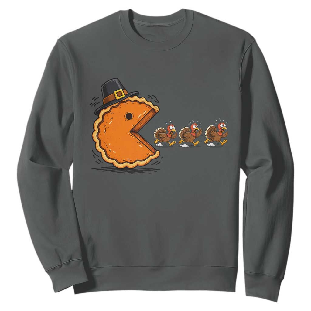 Funny Thanksgiving Pumpkin Pie Eating Turkey Video Game Lover Sweatshirt TS11