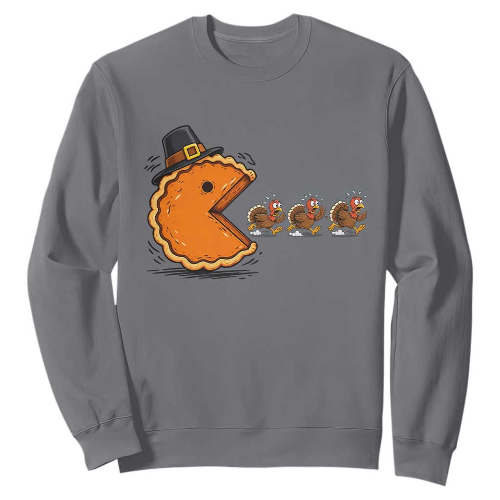 Funny Thanksgiving Pumpkin Pie Eating Turkey Video Game Lover Sweatshirt TS11