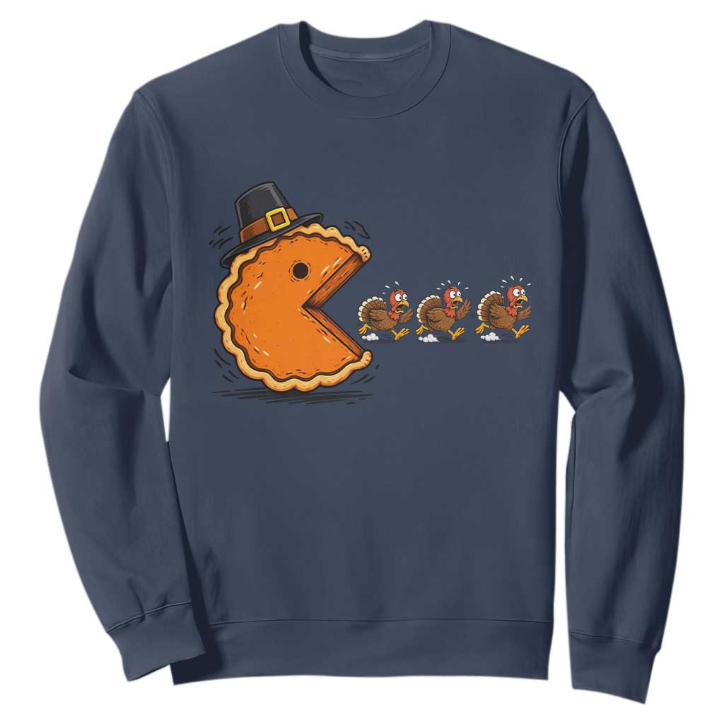 Funny Thanksgiving Pumpkin Pie Eating Turkey Video Game Lover Sweatshirt TS11