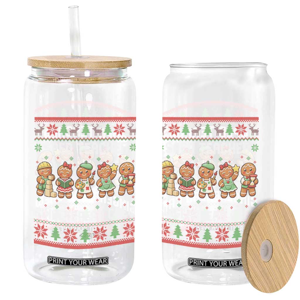 Gingerbread SPED Teacher Glass Can Christmas Special Education Crew Gift TS12