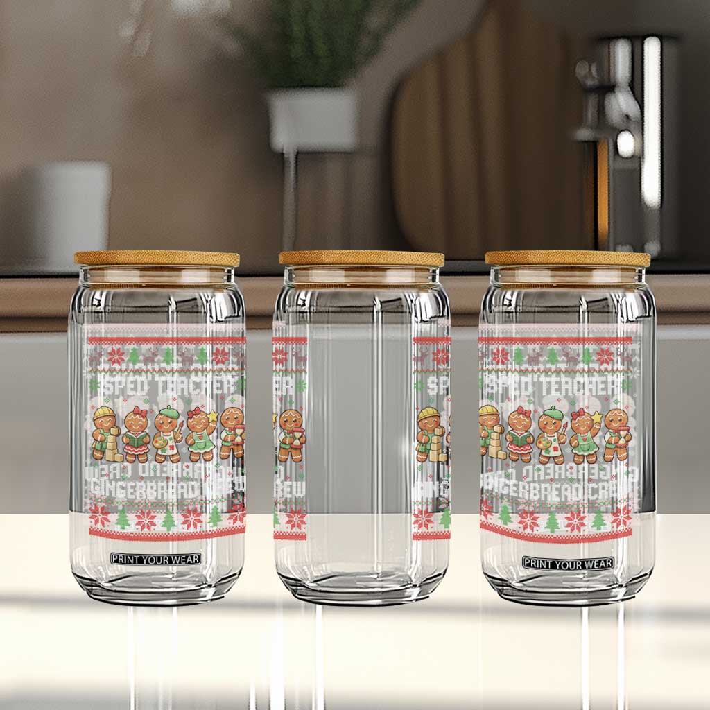 Gingerbread SPED Teacher Glass Can Christmas Special Education Crew Gift TS12