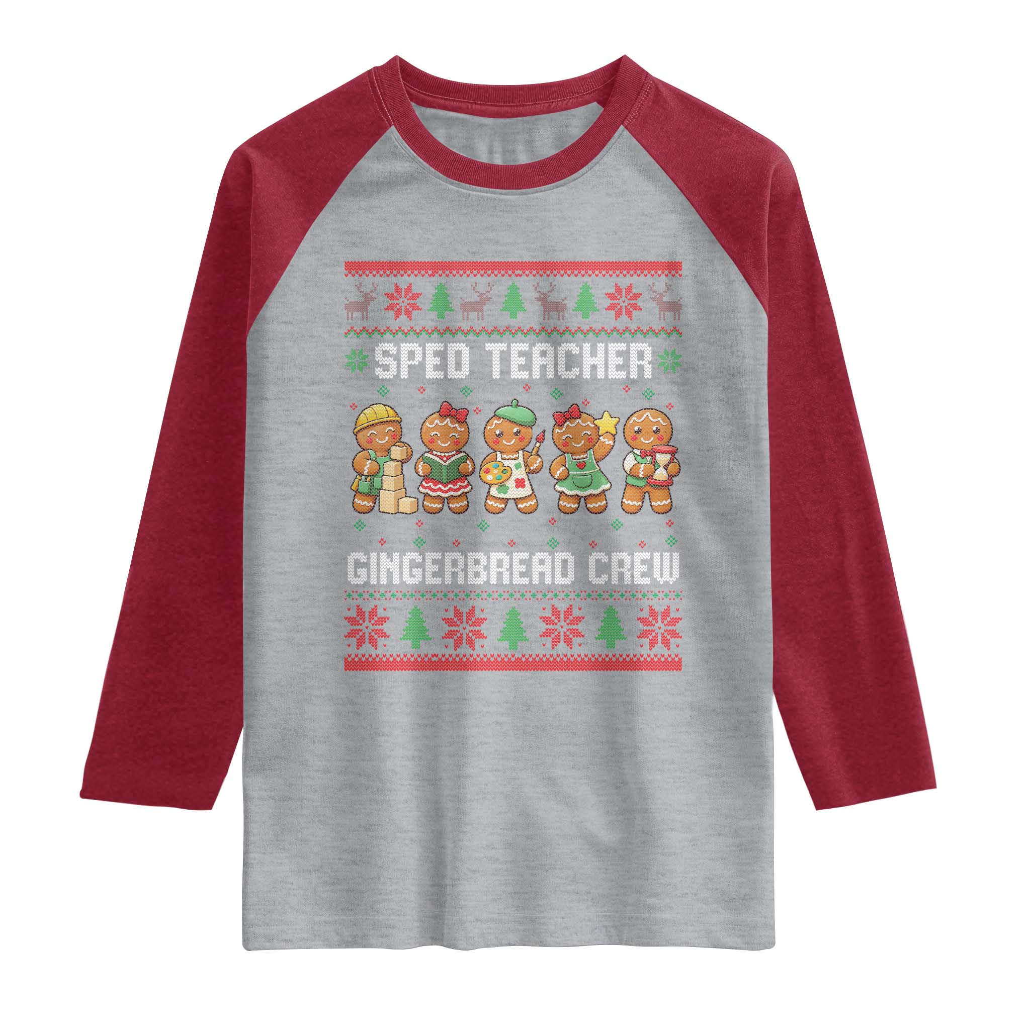 Gingerbread SPED Teacher Raglan Shirt Christmas Special Education Crew Gift TS12