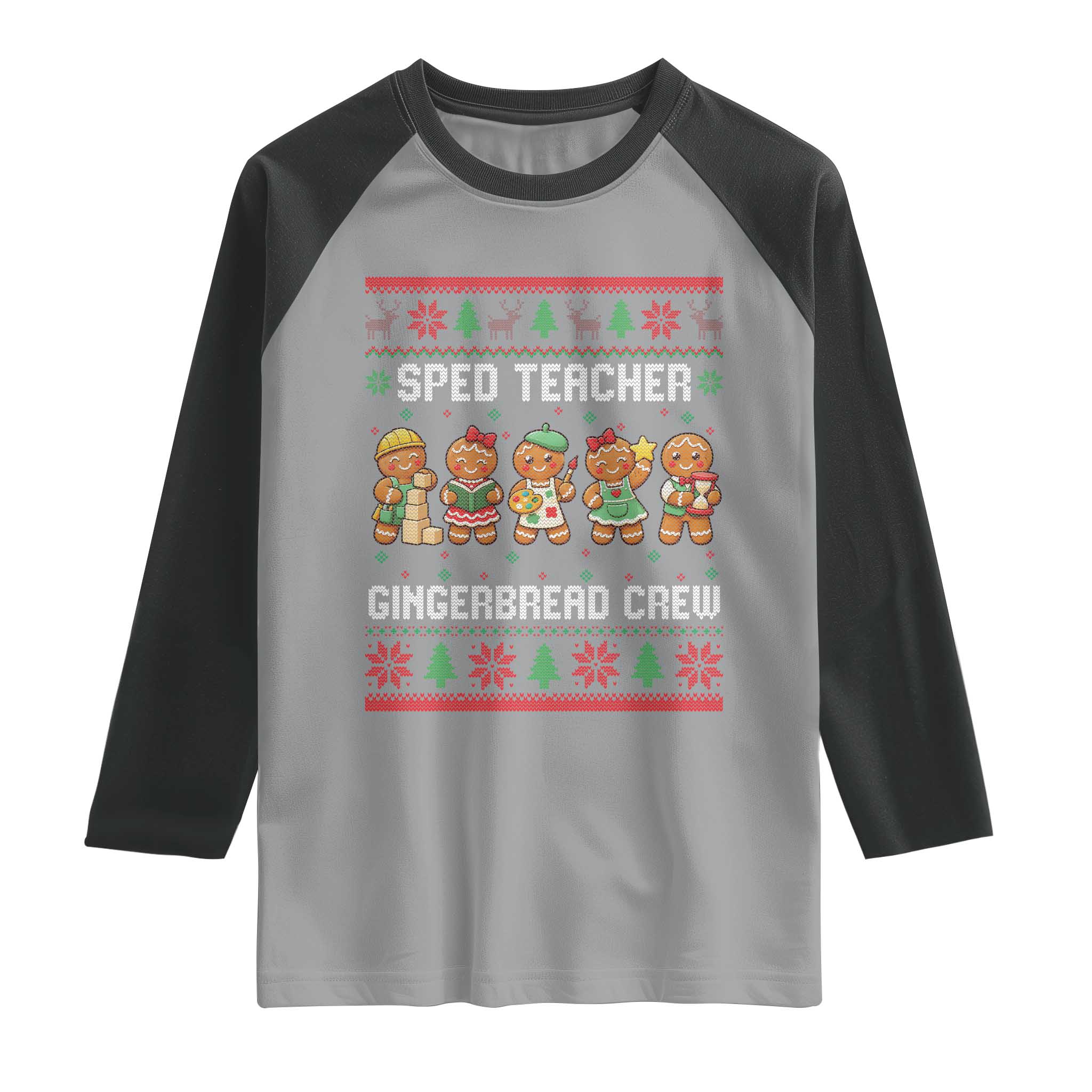 Gingerbread SPED Teacher Raglan Shirt Christmas Special Education Crew Gift TS12