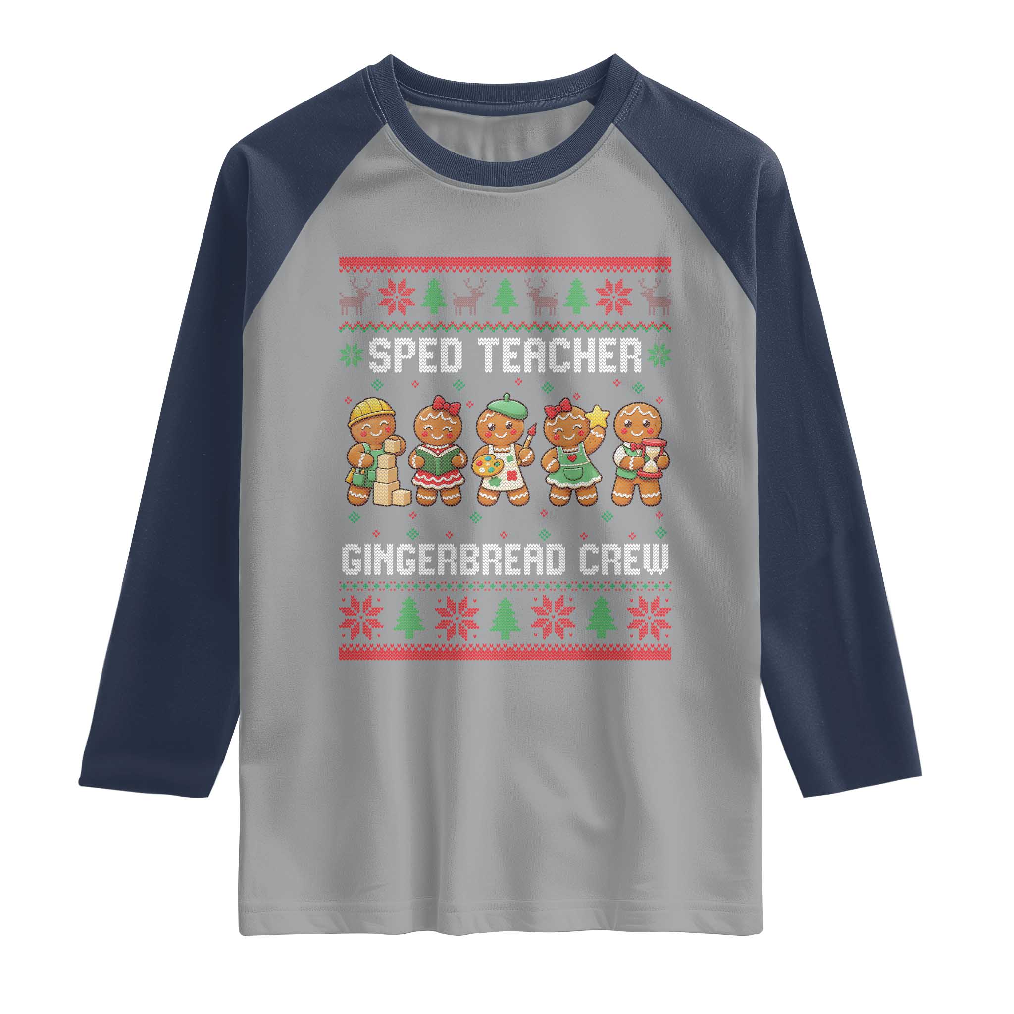Gingerbread SPED Teacher Raglan Shirt Christmas Special Education Crew Gift TS12