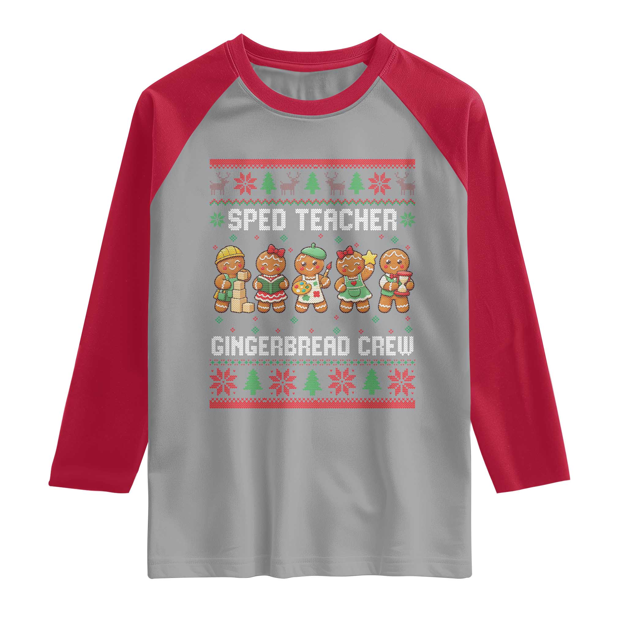 Gingerbread SPED Teacher Raglan Shirt Christmas Special Education Crew Gift TS12