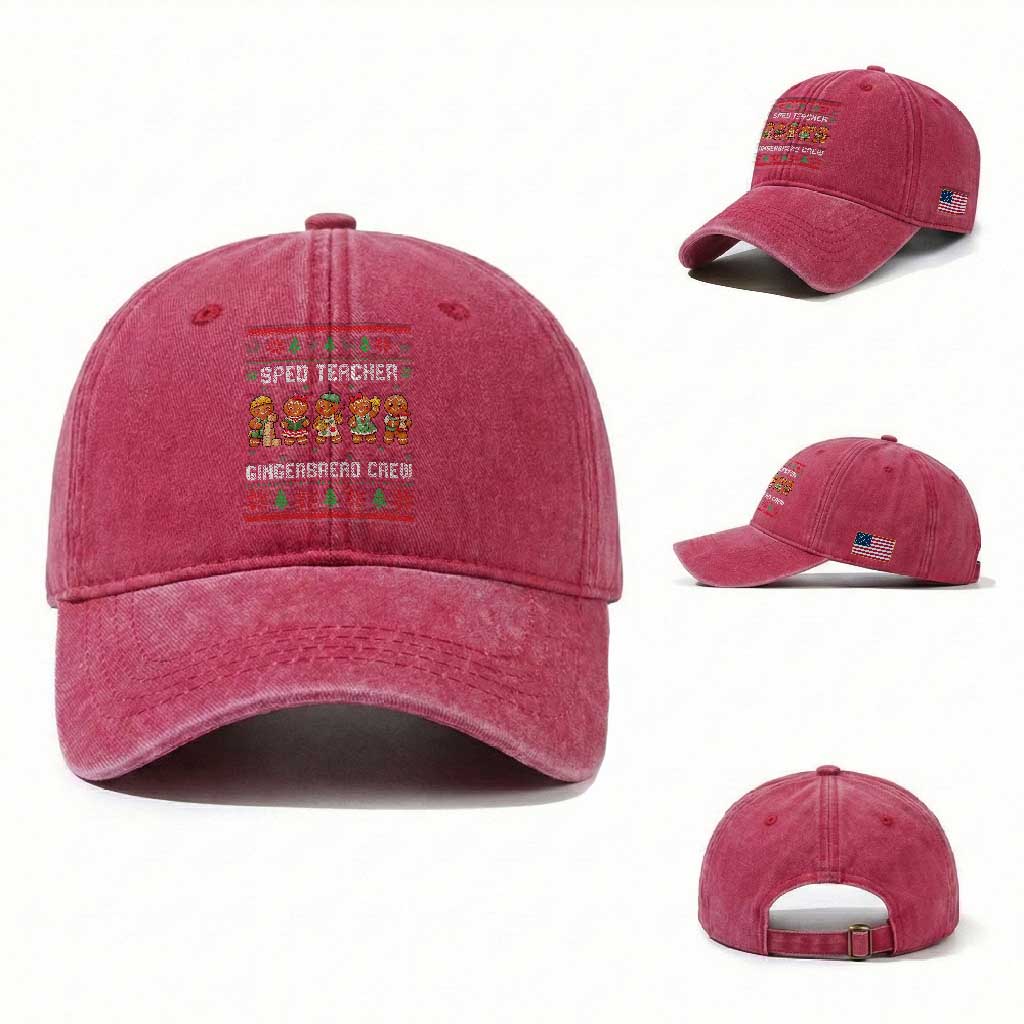 Gingerbread SPED Teacher Washed Cotton Baseball Cap Christmas Special Education Crew Gift TS12