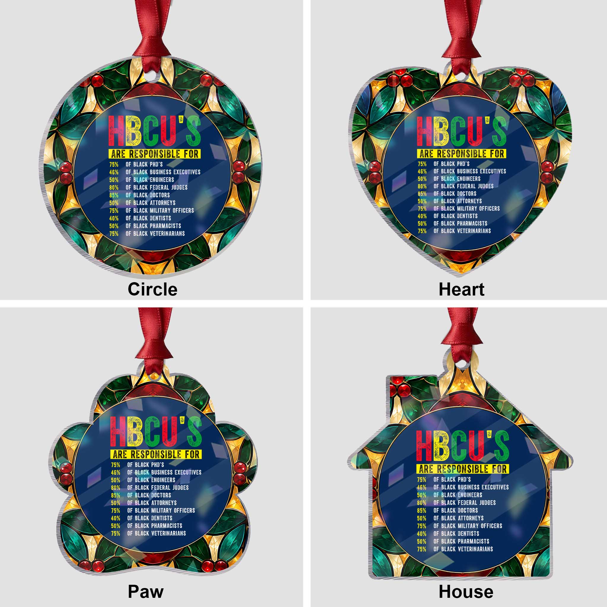 HBCUs Are Responsible For Black Excellence Holographic Acrylic Ornament Powerful Education Impact Statistics Pride TS02