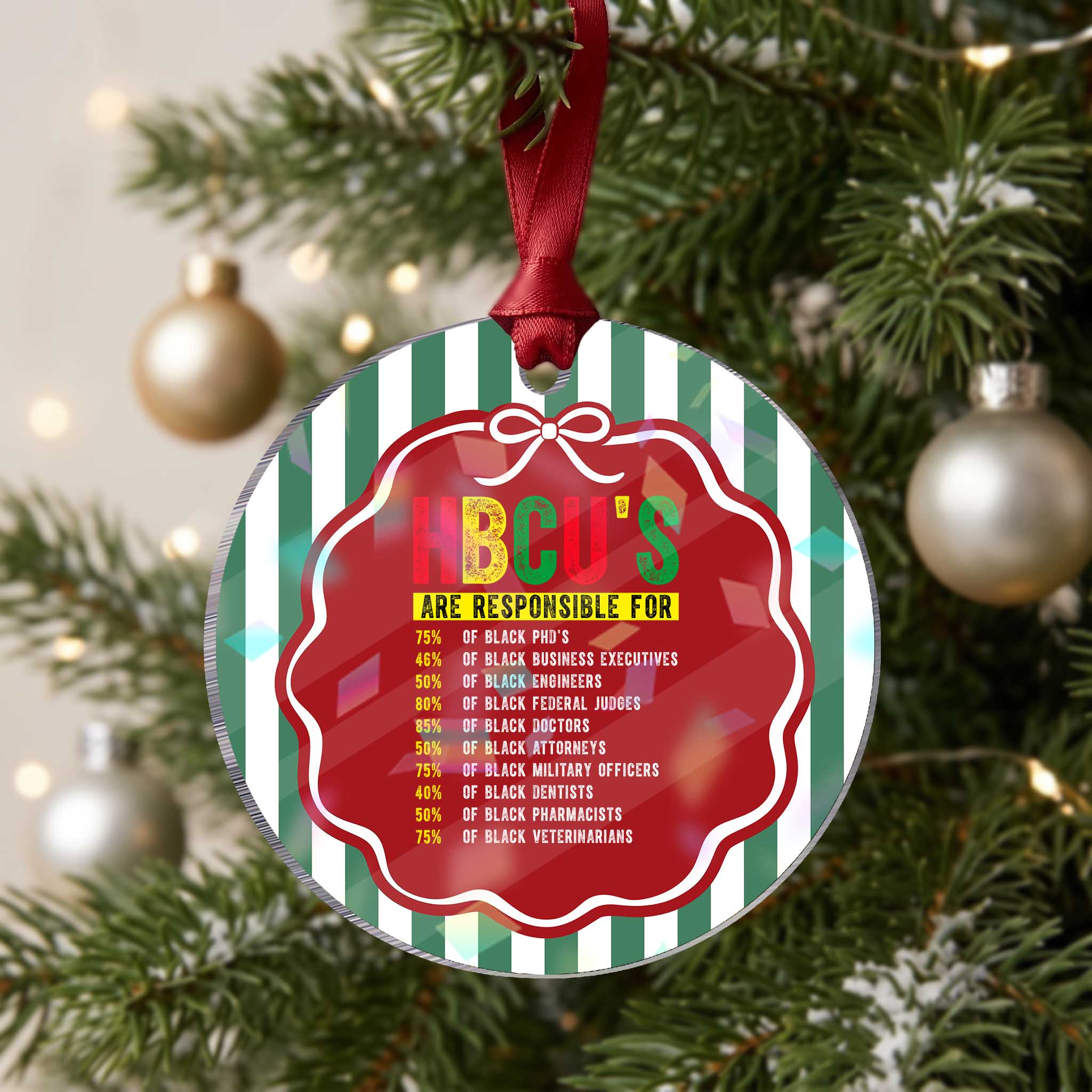HBCUs Are Responsible For Black Excellence Holographic Acrylic Ornament Powerful Education Impact Statistics Pride TS02
