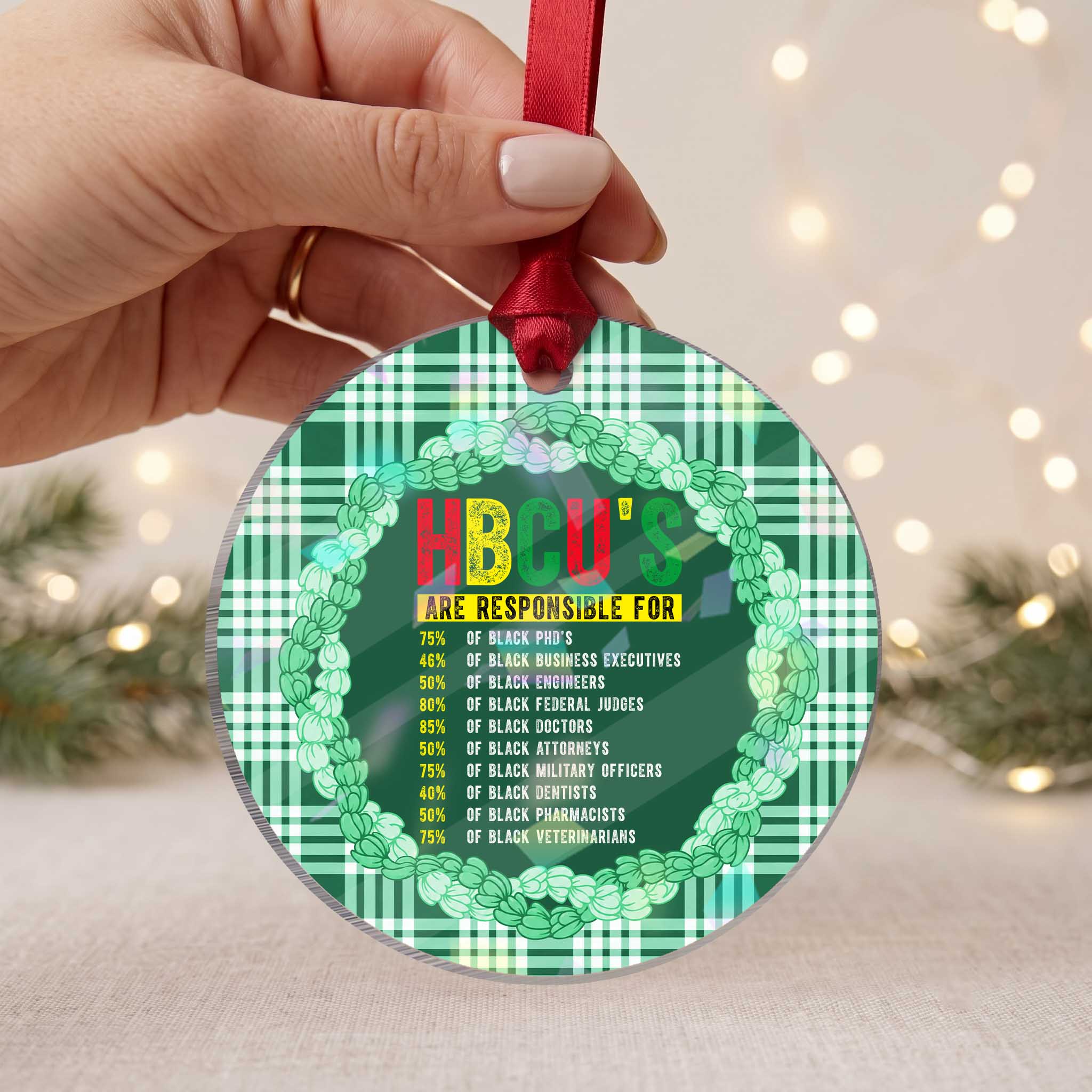 HBCUs Are Responsible For Black Excellence Holographic Acrylic Ornament Powerful Education Impact Statistics Pride TS02
