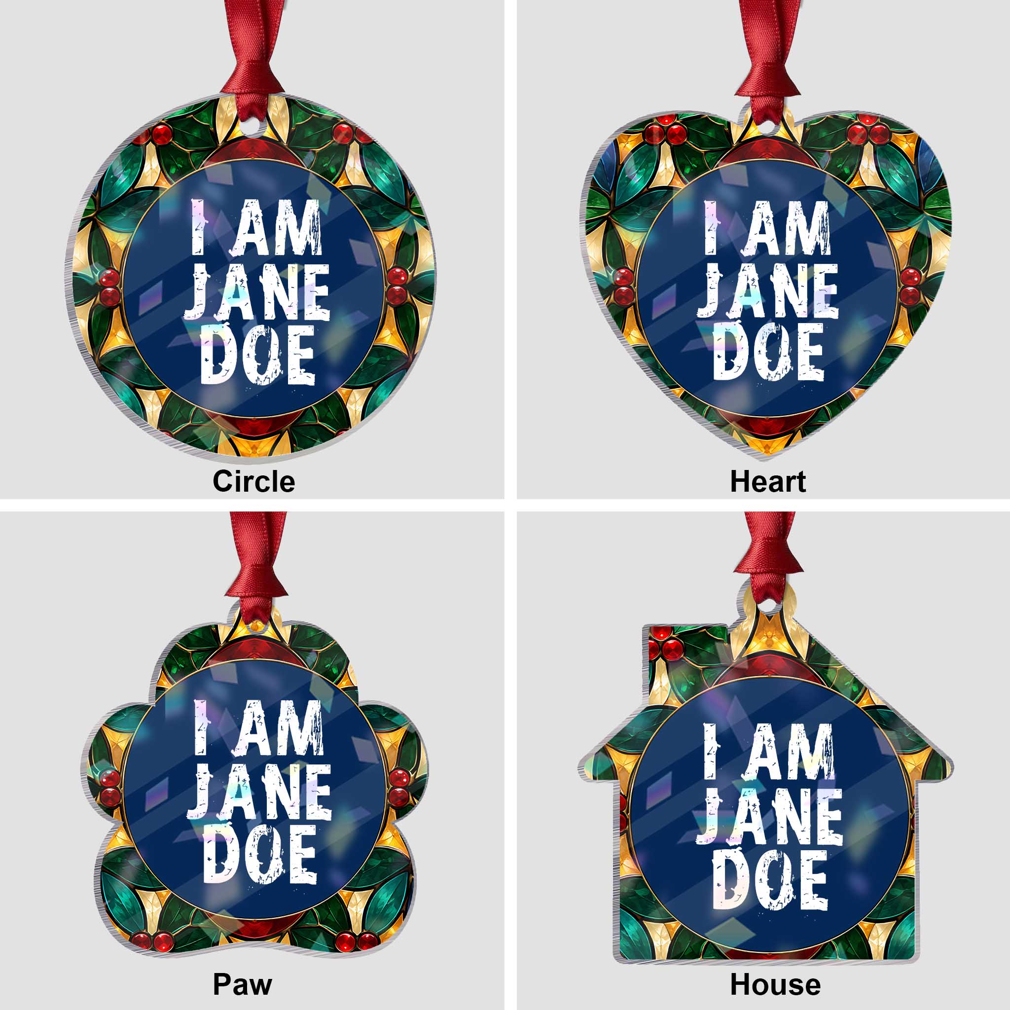 I Am Jane Doe Distressed Holographic Acrylic Ornament Solidarity Survivor Support Human Rights Statement TS02