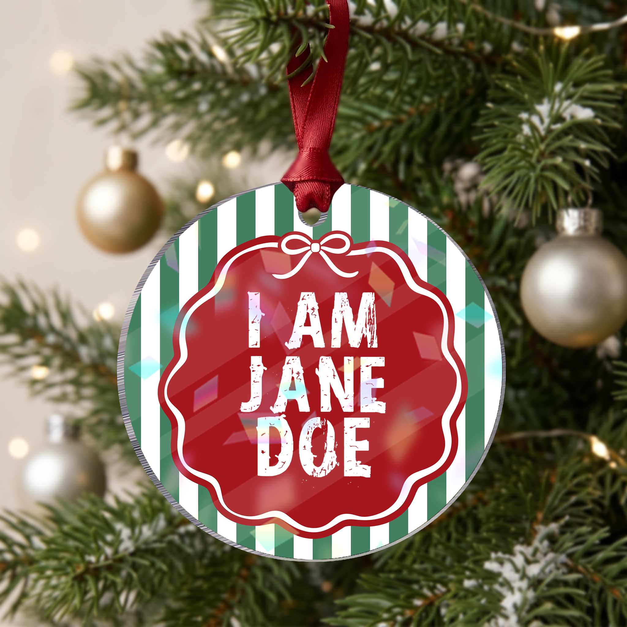 I Am Jane Doe Distressed Holographic Acrylic Ornament Solidarity Survivor Support Human Rights Statement TS02