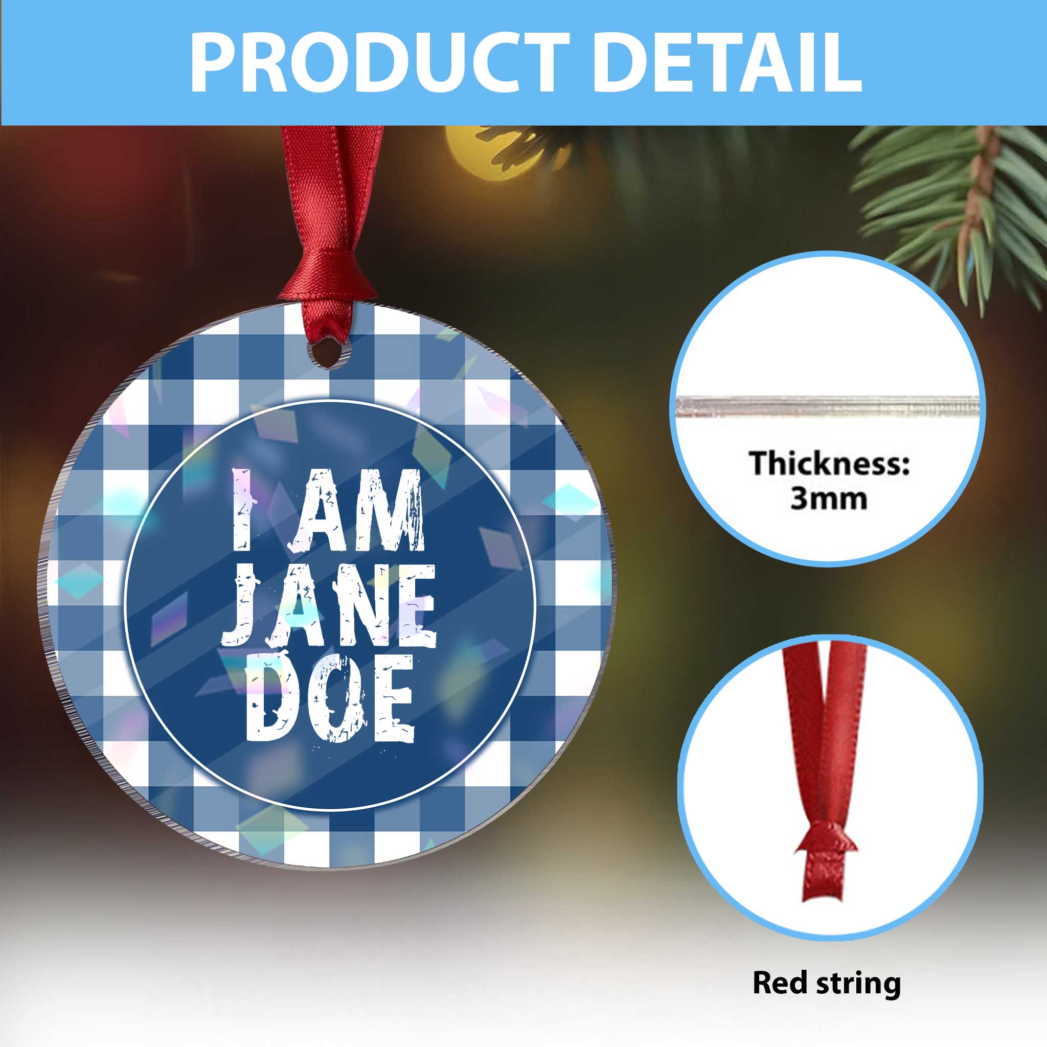 I Am Jane Doe Distressed Holographic Acrylic Ornament Solidarity Survivor Support Human Rights Statement TS02