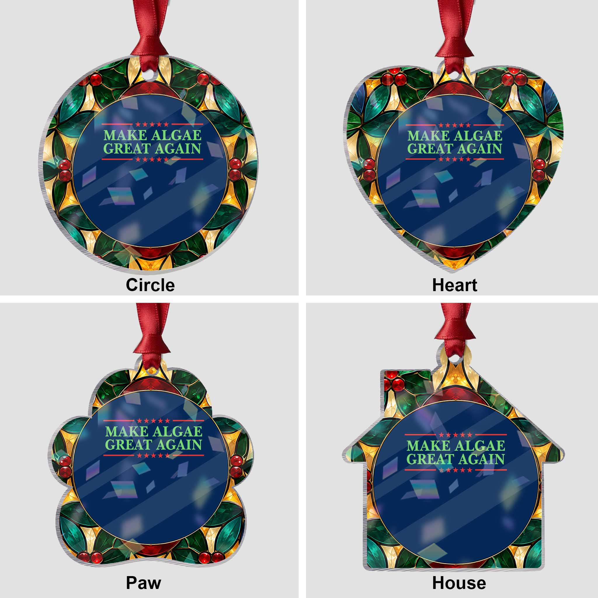 Make Algae Great Again Retro Holographic Acrylic Ornament Funny Lincoln Memorial Reflecting Pool Parody Meme TS02