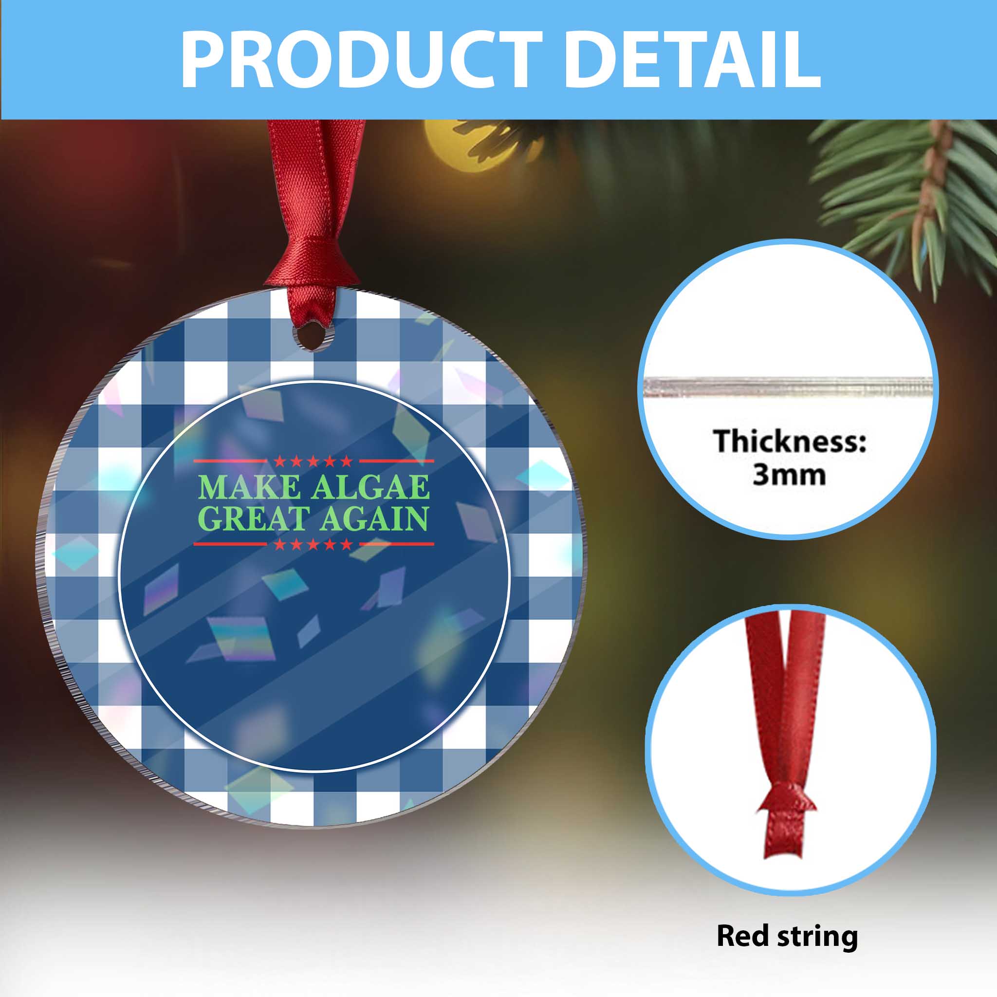 Make Algae Great Again Retro Holographic Acrylic Ornament Funny Lincoln Memorial Reflecting Pool Parody Meme TS02