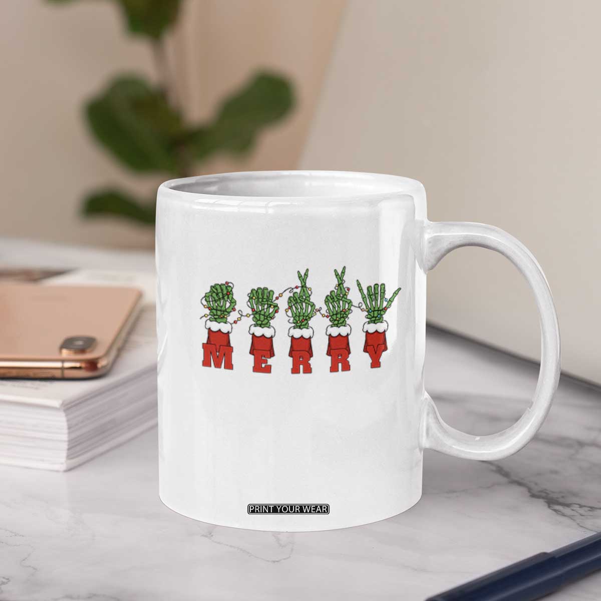 Merry ASL Christmas Skeleton Hands Coffee Mug Sign Language SPED Teacher Educator Life TS12