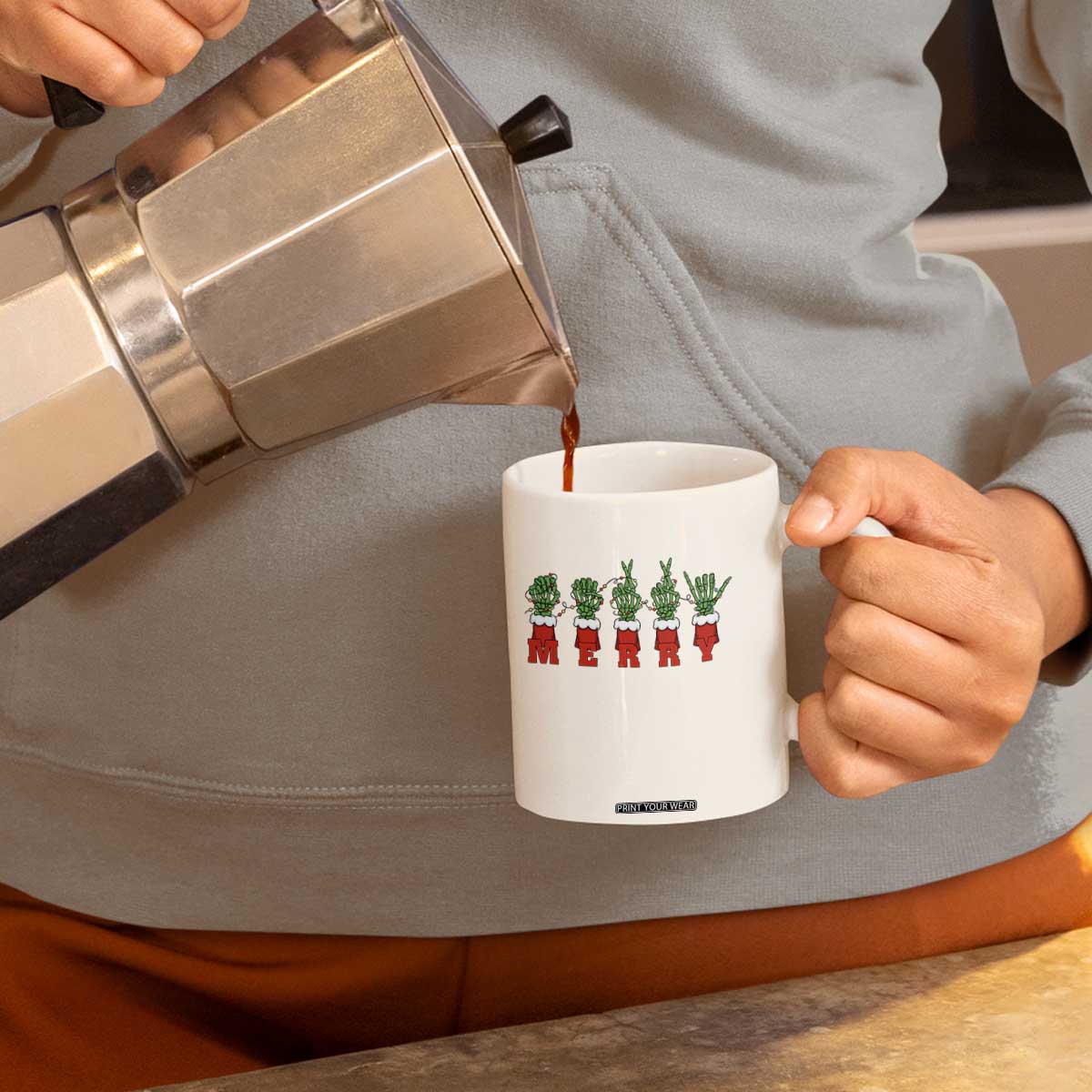 Merry ASL Christmas Skeleton Hands Coffee Mug Sign Language SPED Teacher Educator Life TS12