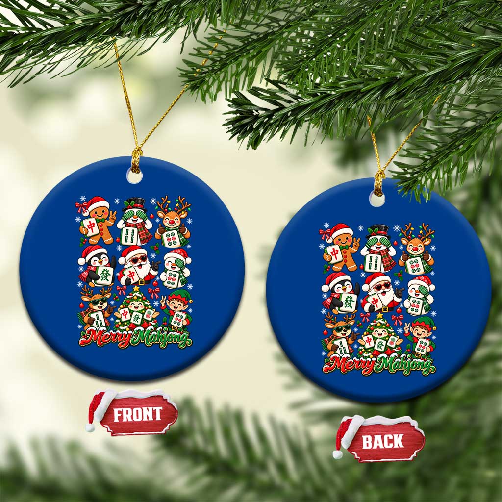 Merry Mahjong Christmas Ceramic Ornament Cute Holiday Characters Tile Player TS12