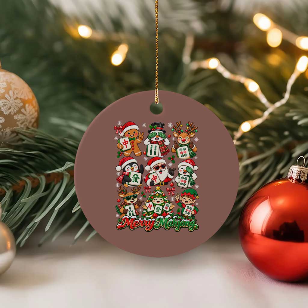 Merry Mahjong Christmas Ceramic Ornament Cute Holiday Characters Tile Player TS12