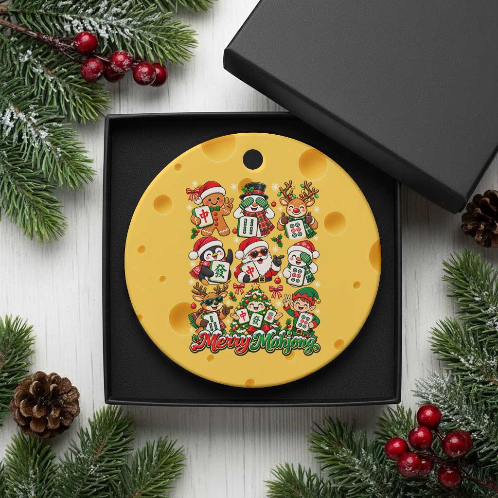 Merry Mahjong Christmas Ceramic Ornament Cute Holiday Characters Tile Player TS12