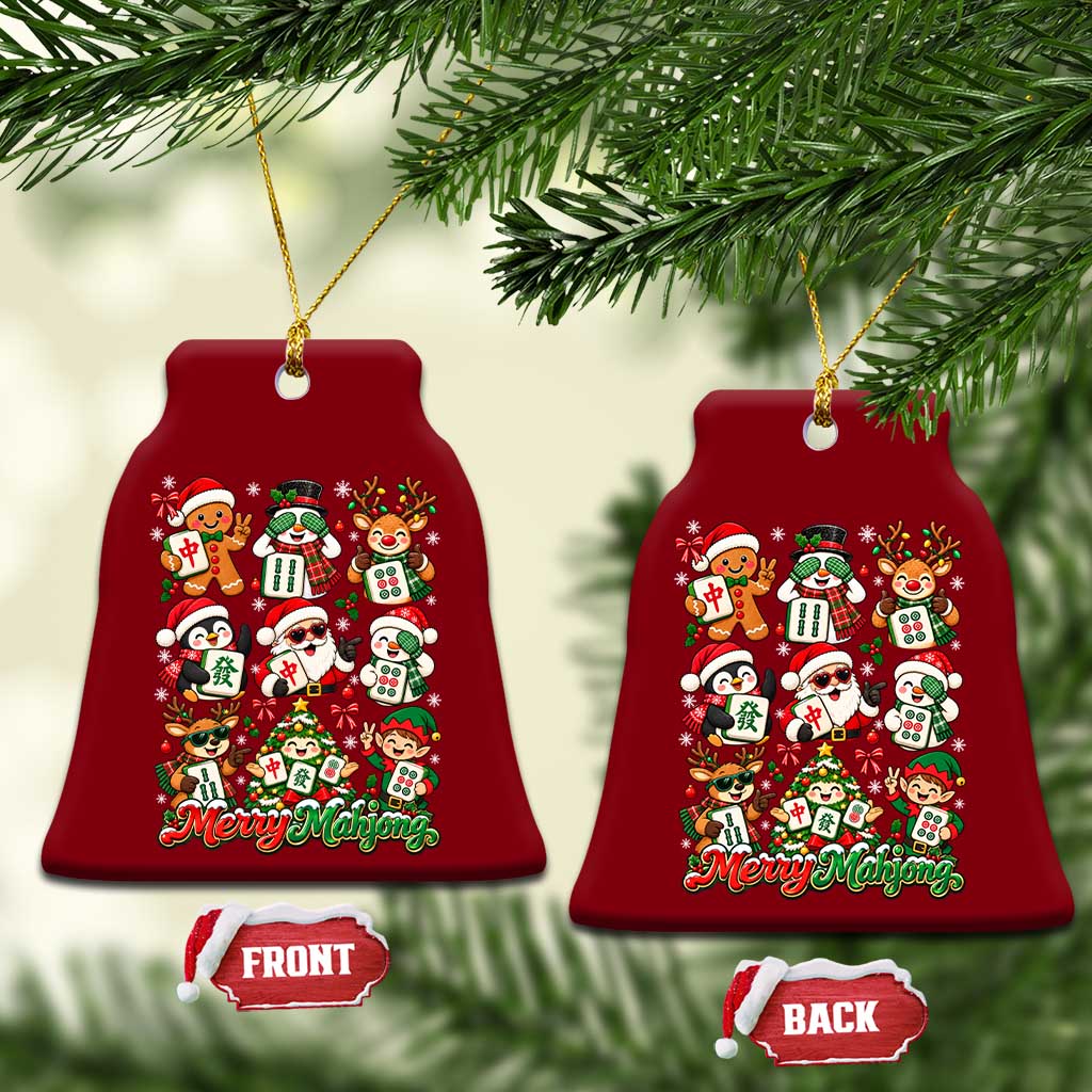 Merry Mahjong Christmas Ceramic Ornament Cute Holiday Characters Tile Player TS12