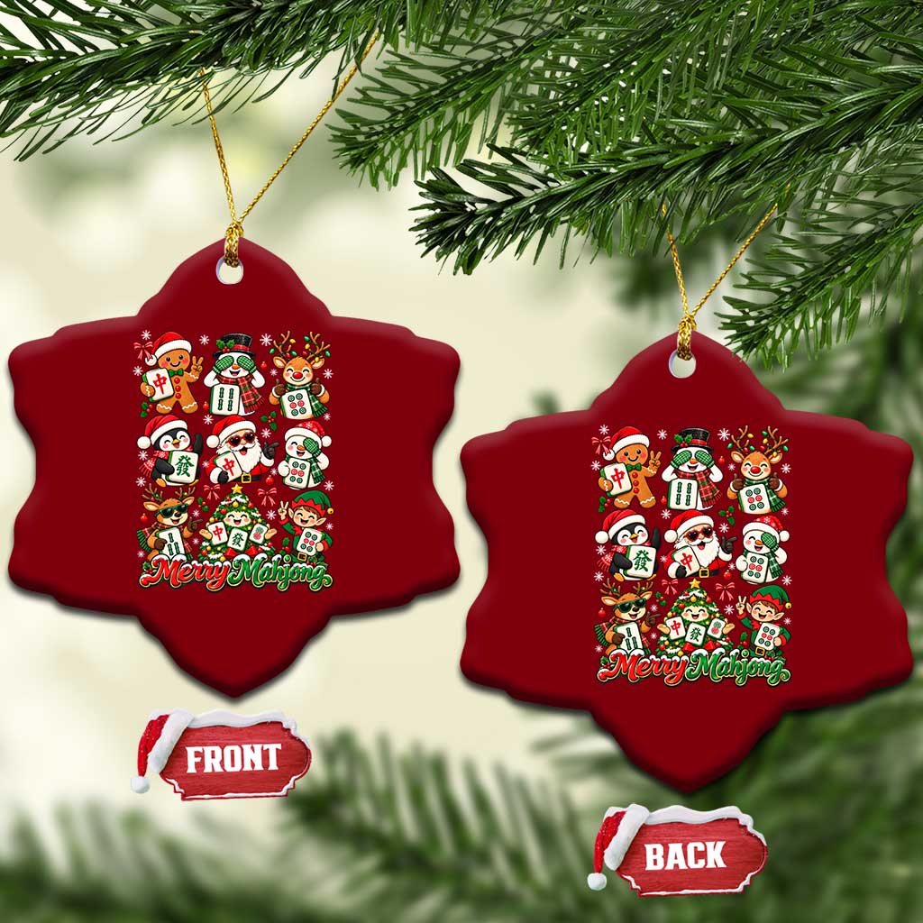 Merry Mahjong Christmas Ceramic Ornament Cute Holiday Characters Tile Player TS12