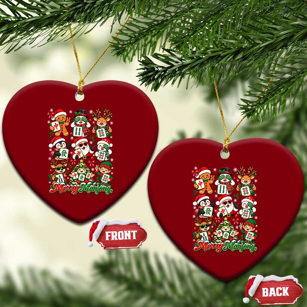 Merry Mahjong Christmas Ceramic Ornament Cute Holiday Characters Tile Player TS12