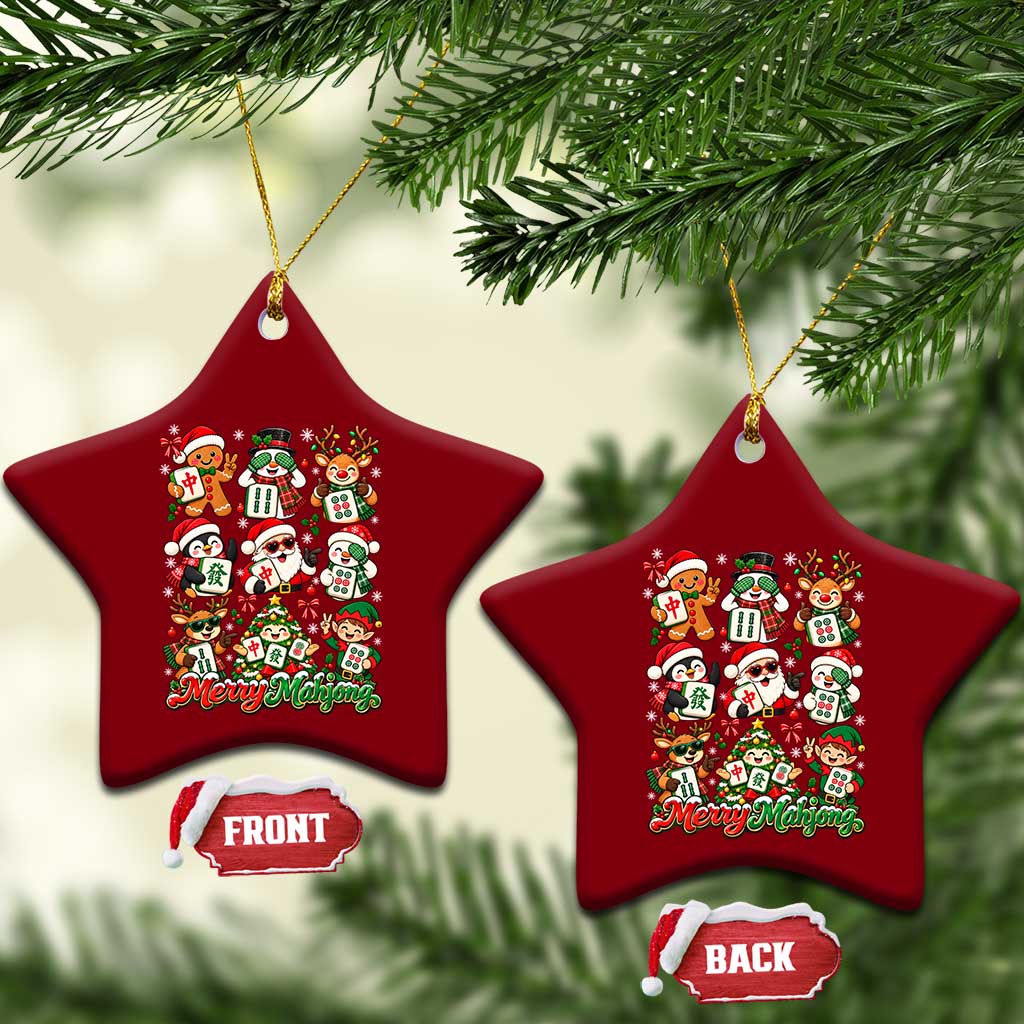 Merry Mahjong Christmas Ceramic Ornament Cute Holiday Characters Tile Player TS12