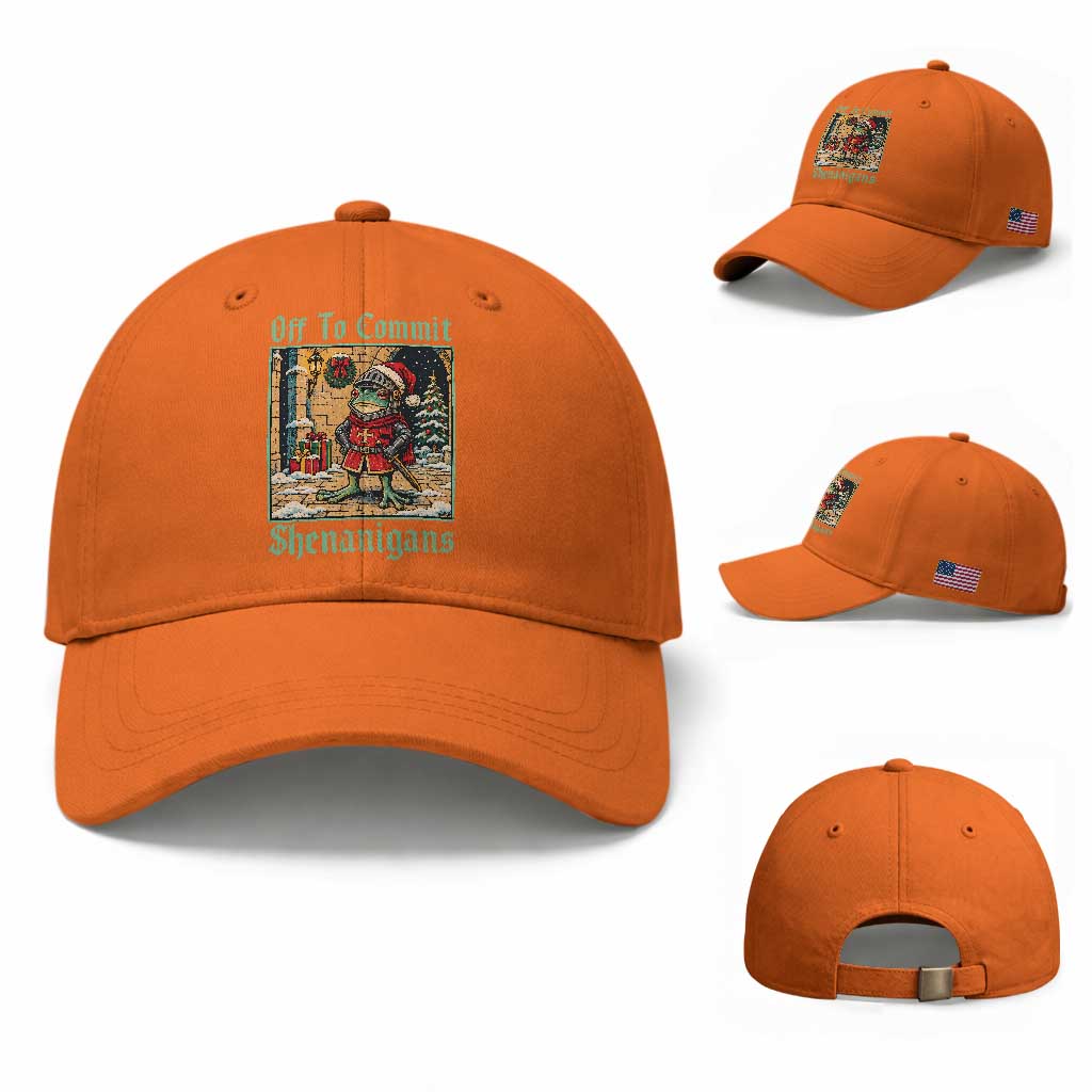 Off To Commit Shenanigans Funny Christmas Frog Knight Baseball Cap TS11