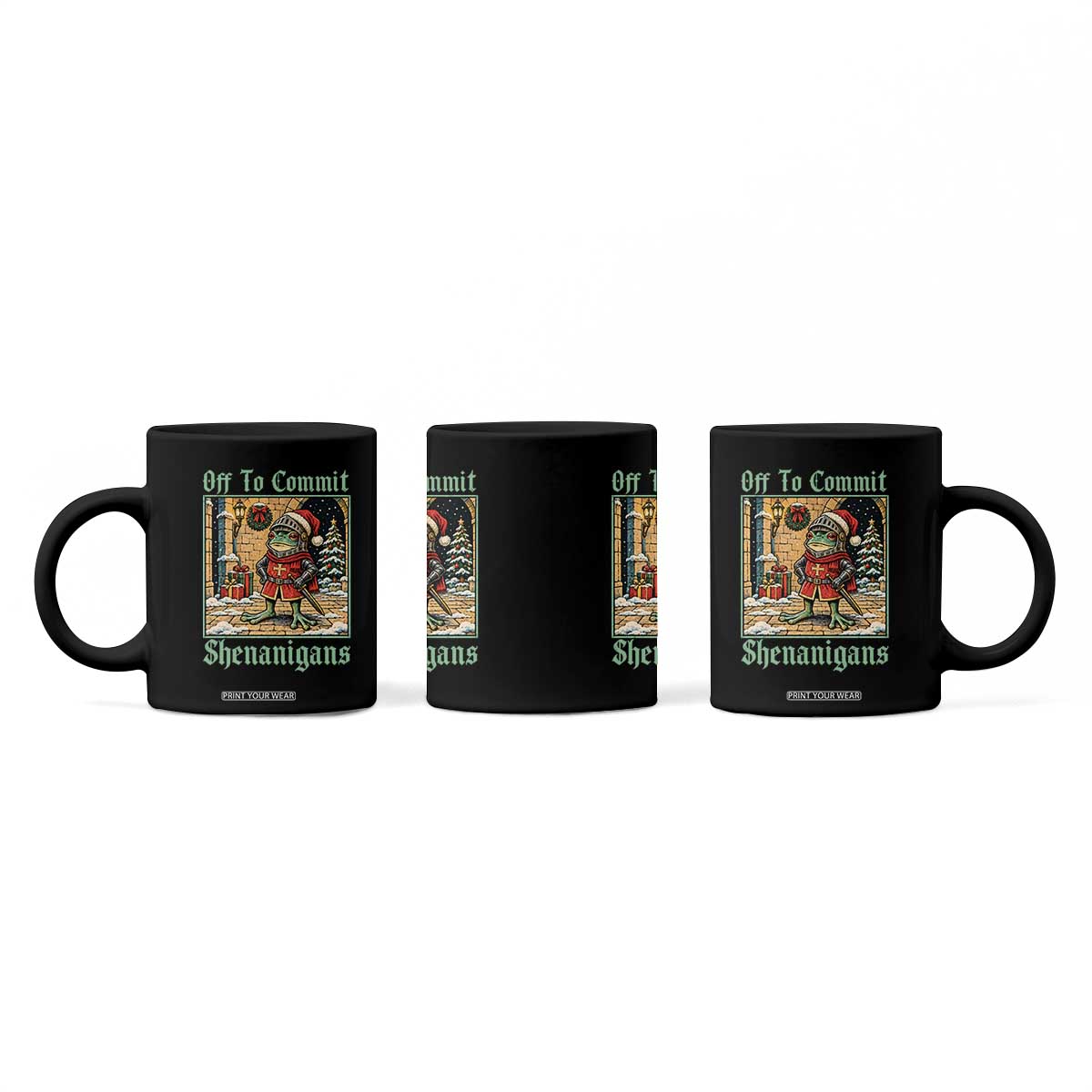 Off To Commit Shenanigans Funny Christmas Frog Knight Coffee Mug TS11