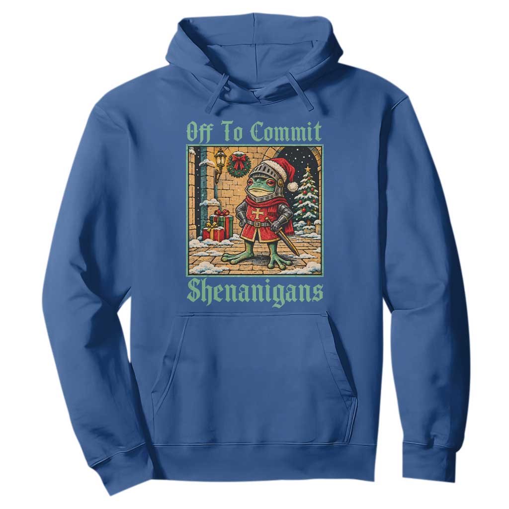 Off To Commit Shenanigans Funny Christmas Frog Knight Hoodie TS11