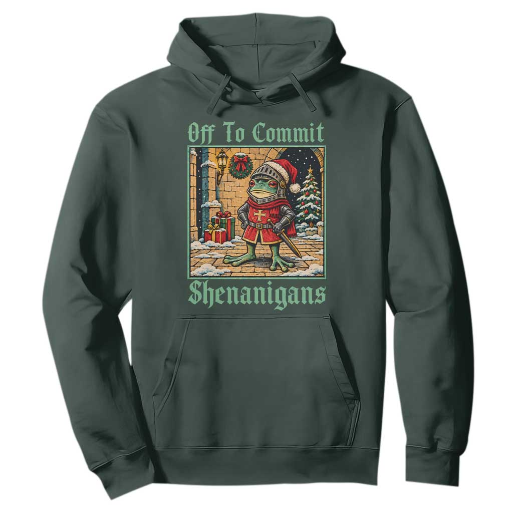 Off To Commit Shenanigans Funny Christmas Frog Knight Hoodie TS11